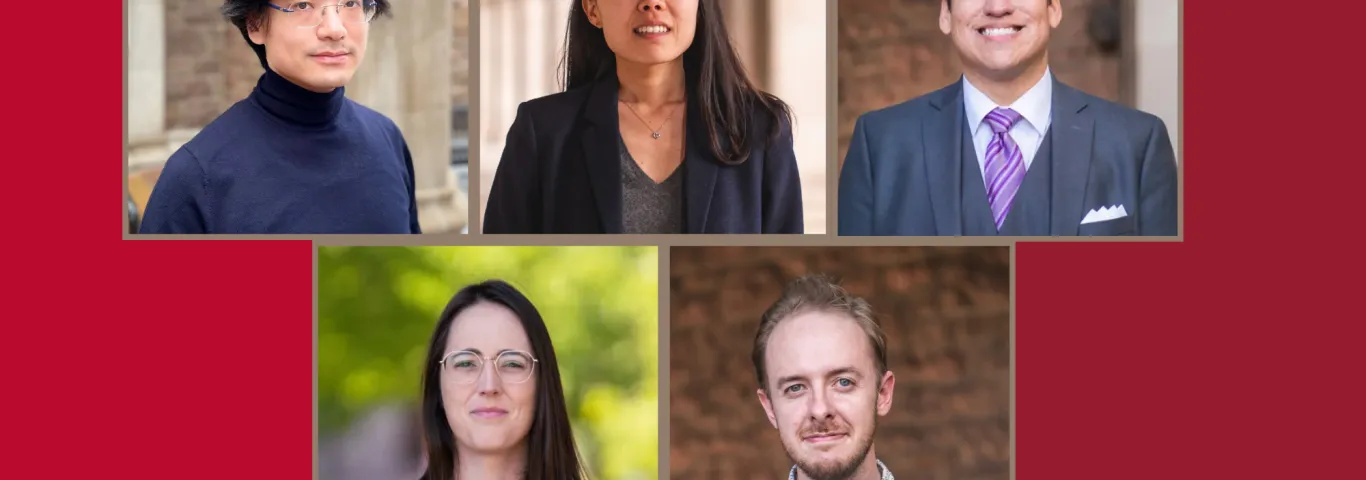 Cover image featuring images of the 2026 graduates of the history program at WashU, Ruochen Chen, Kim Lacey, Richard Harrod, Bridget Kelly, and Josiah Schmidt.
