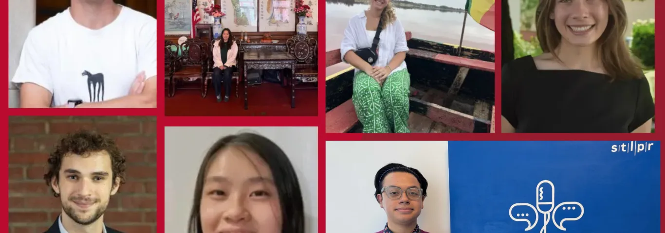 Images of undergrad history students including Jennifer Ong, Calvin Crossland, Nicole Spangler, Vinzy Zhou, Conner Yamnitz, and Francisco Perez