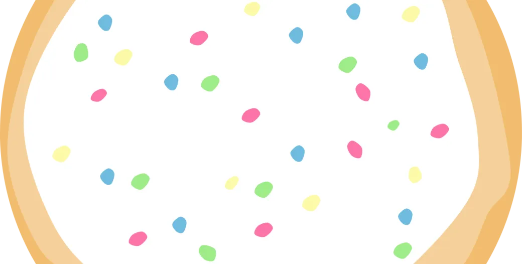 "Image of a cookie with white icing and sprinkles"
