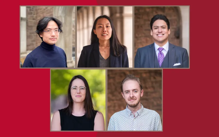 Cover image featuring images of the 2026 graduates of the history program at WashU, Ruochen Chen, Kim Lacey, Richard Harrod, Bridget Kelly, and Josiah Schmidt.