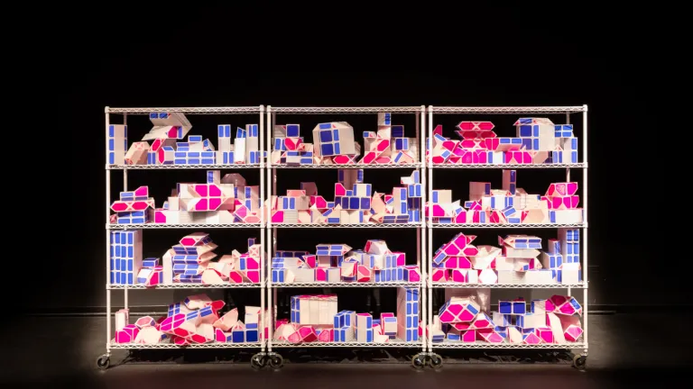 Marching Cubes is a 3D-printed assembly system by the Canadian Artist Jesse Jackson