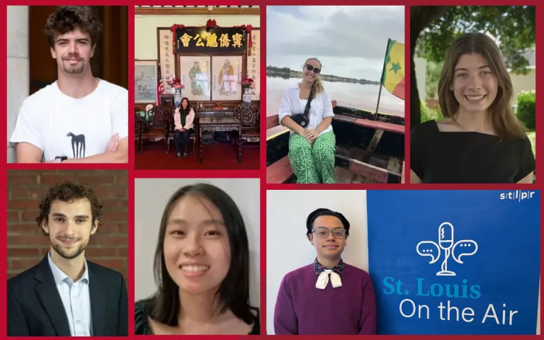 Images of undergrad history students including Jennifer Ong, Calvin Crossland, Nicole Spangler, Vinzy Zhou, Conner Yamnitz, and Francisco Perez