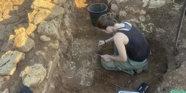Nicole Spangler during an archaeological dig.