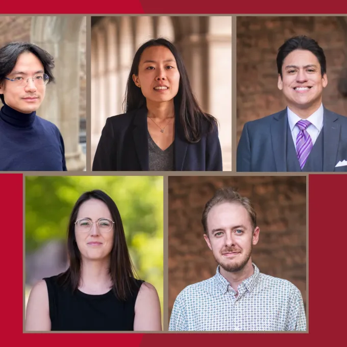 "Cover image featuring images of the 2026 graduates of the history program at WashU, Ruochen Chen, Kim Lacey, Richard Harrod, Bridget Kelly, and Josiah Schmidt."