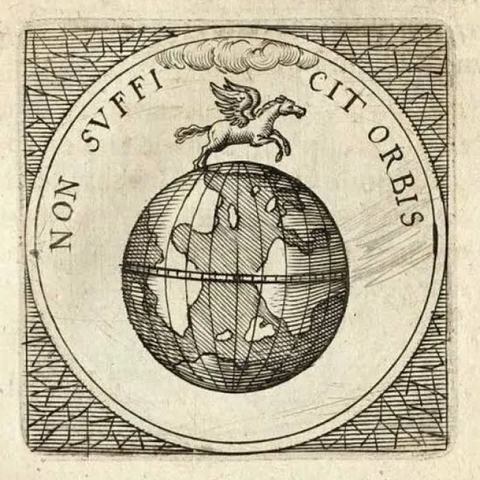 "Emblem with the phrase, 'non sufficit orbis'"