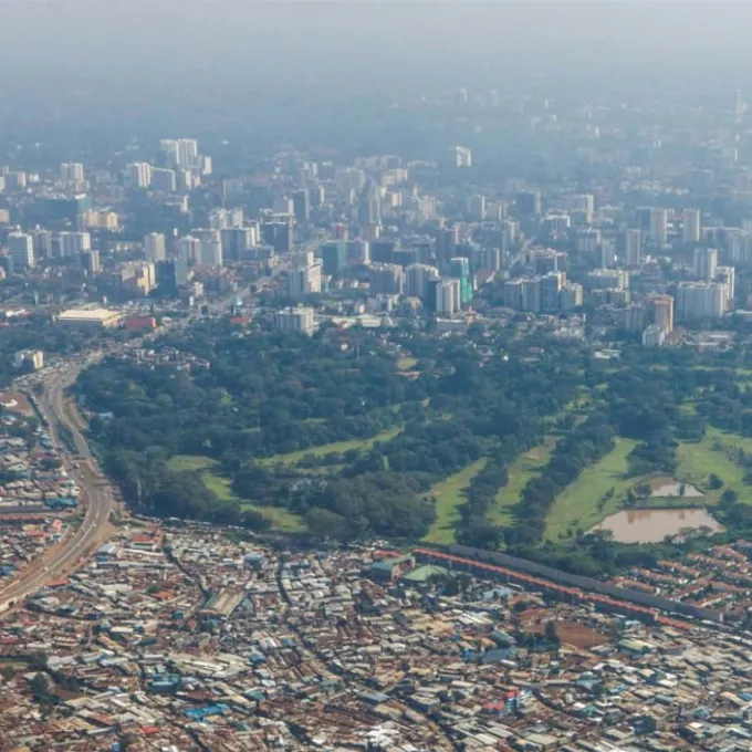 "beauti"The contradictions of Nairobi: there is a “slum” right next to a golf course, both of which overlook a “modern” city."